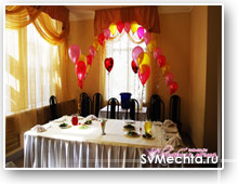Новогоднее Оформление, украшение зала: шарами (аэродизайн), цветами, тканью